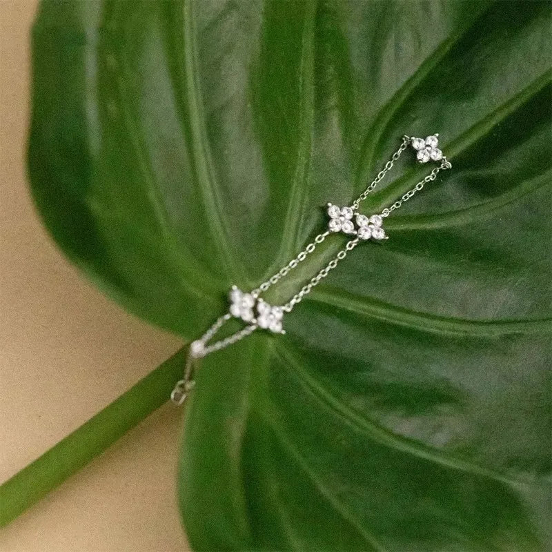 Bracelet Trèfle Cristal – Zircons Étincelants