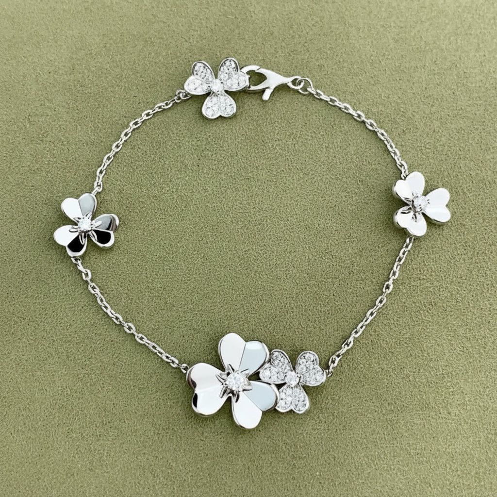 Bracelet Trèfle Cinq Fleurs – Chaîne Ajustable Or