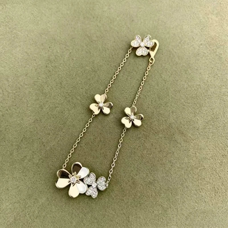 Bracelet Trèfle Cinq Fleurs – Chaîne Ajustable Or