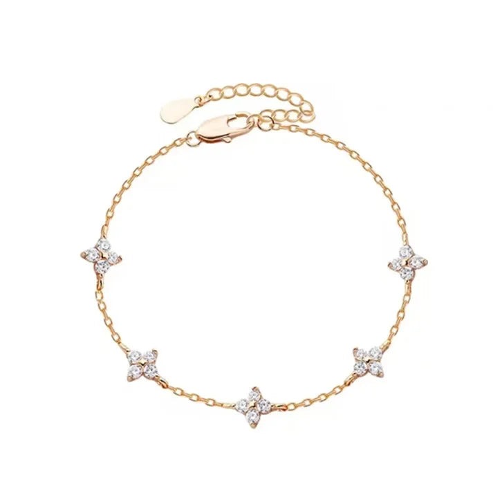 Bracelet Trèfle Cristal – Zircons Étincelants