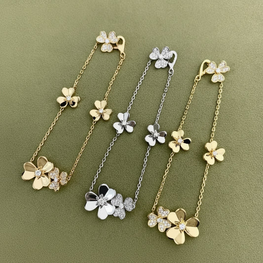 Bracelet Trèfle Cinq Fleurs – Chaîne Ajustable Or