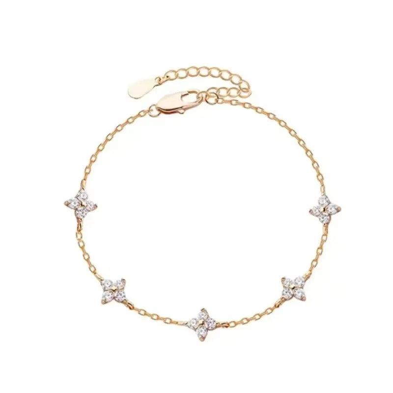 Bracelet Trèfle Cristal – Zircons Étincelants