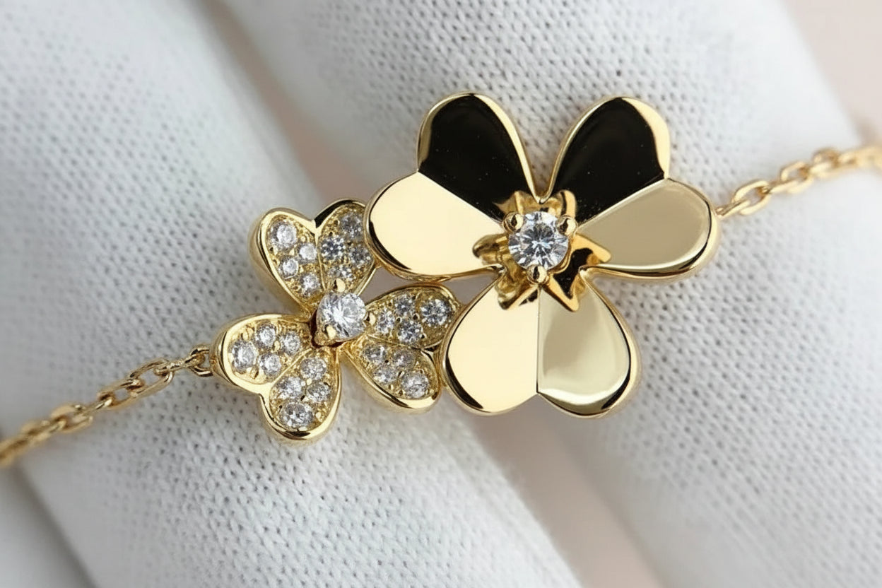 Bracelet Trèfle Cinq Fleurs – Chaîne Ajustable Or