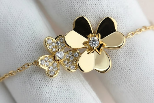 Bracelet Trèfle Cinq Fleurs – Chaîne Ajustable Dorée