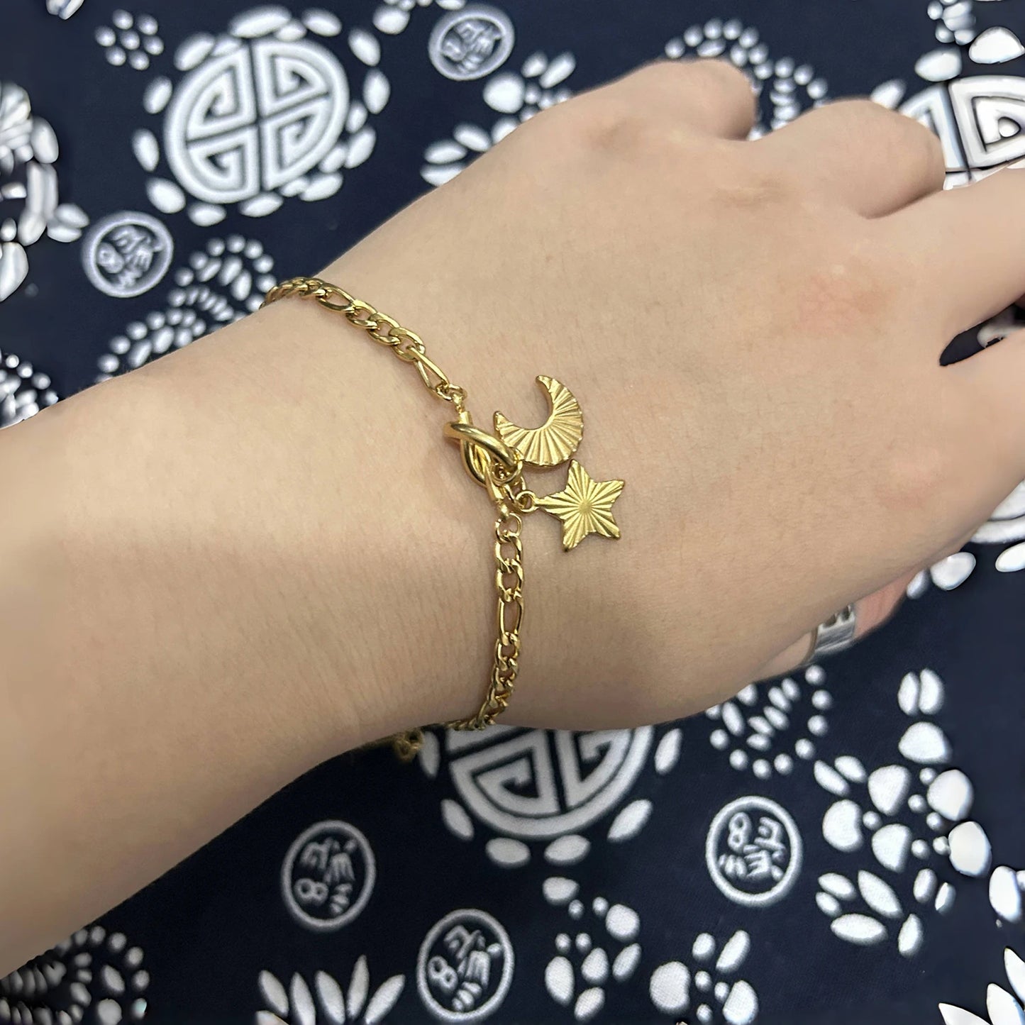 Bracelet étoile lune – Zircons Étincelants