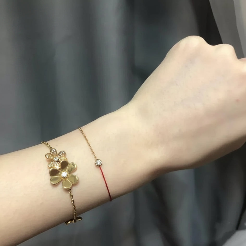 Bracelet Trèfle Cinq Fleurs – Chaîne Ajustable Or