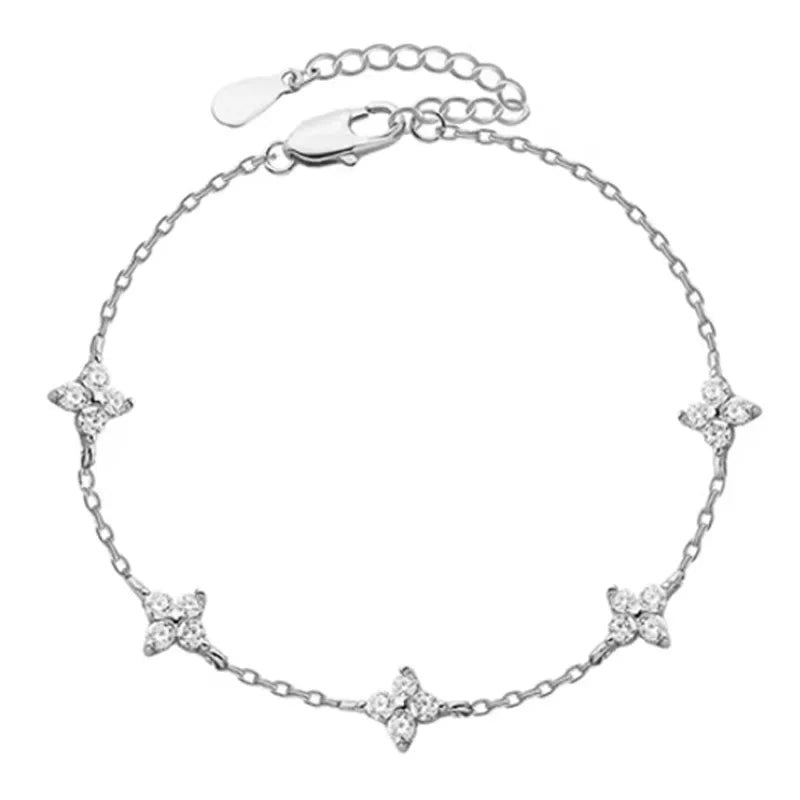 Bracelet Trèfle Cristal – Zircons Étincelants