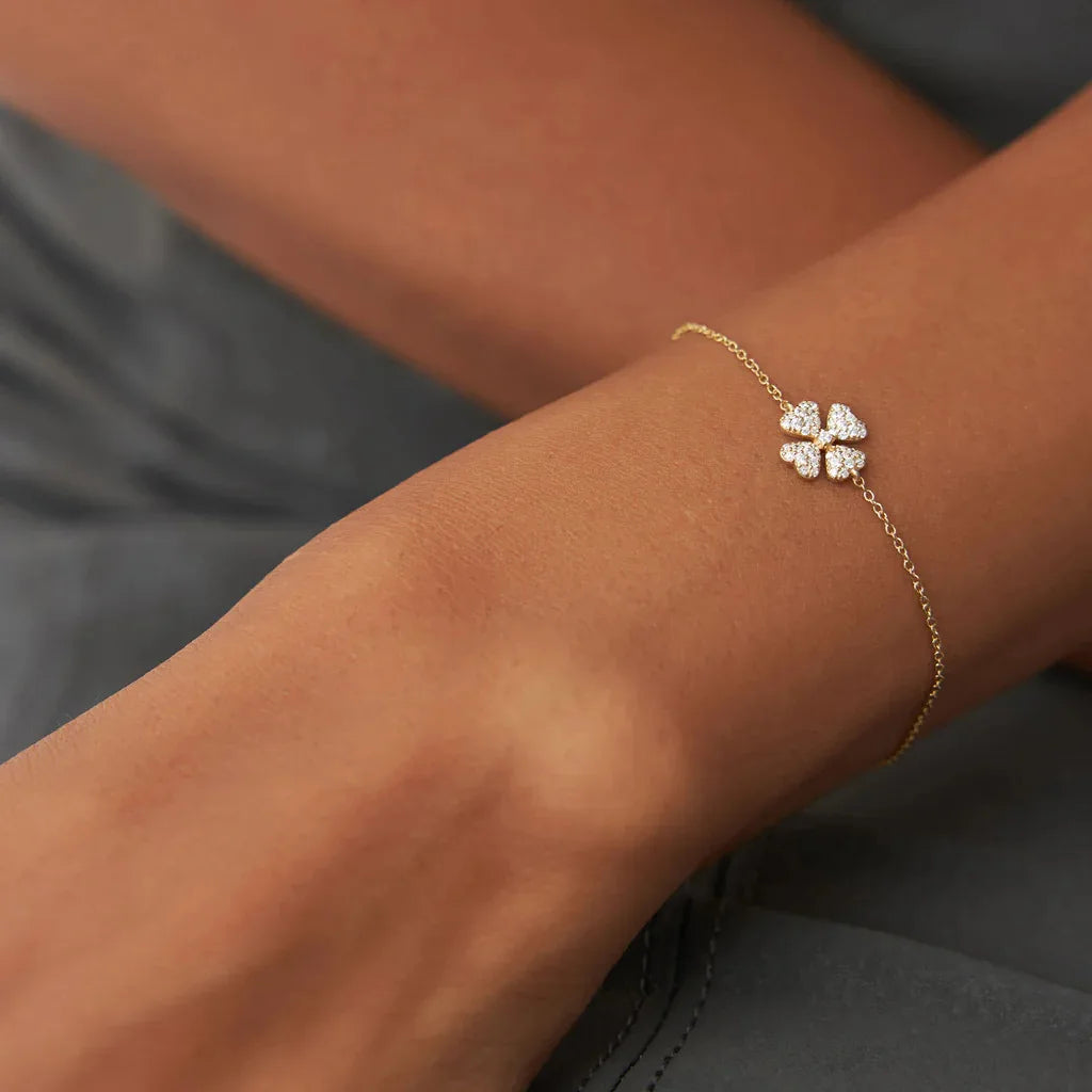 Bracelet Trèfle Zircon – Porte-Bonheur Brillant